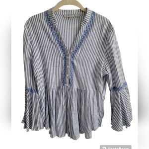 Marc New York‎ Stripe Lightweight Peasant Top, Flowing